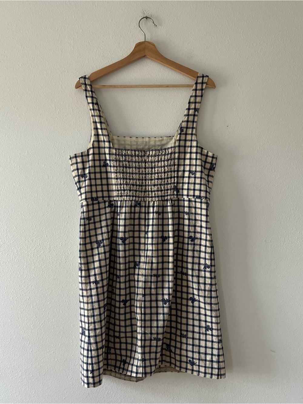 SEZANE | Dorothe Embroidered Floral Check Organic Cotton Dress | 44/US 12 - Picture 4 of 4